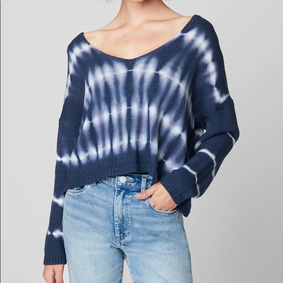 ❤️ Blank NYC Tie-Dye V-Neck Sweater in Grey Dagger - Picture 2 of 4